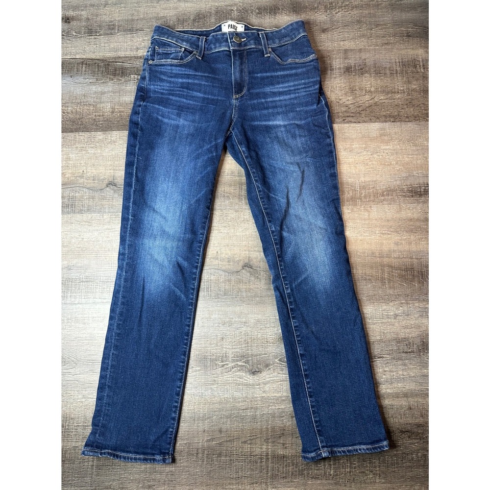 Paige Brigitte Slim Boyfriend Jeans Dark Wash Blue Denim Size 24 Made in USA